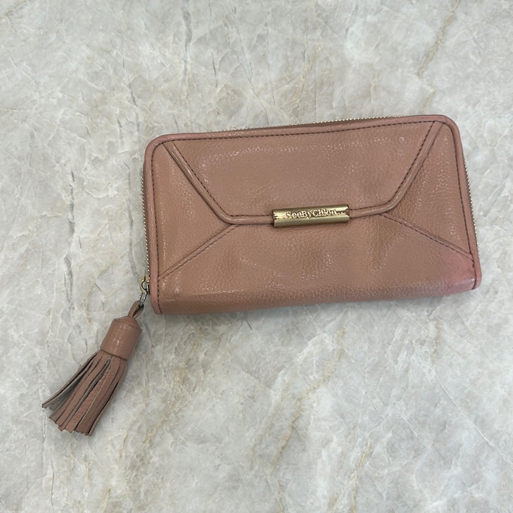 See by Chloe,Long Zipped Wallet in Pink Champagne